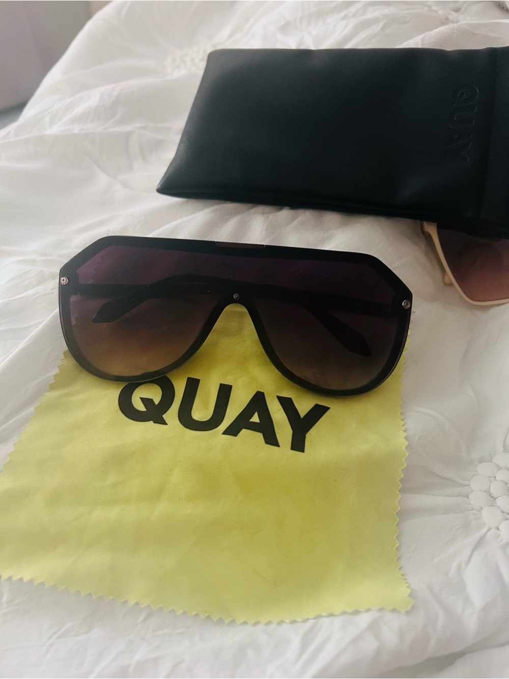 Quay Australia Gradient Purple to Brown Shield Sunglasses